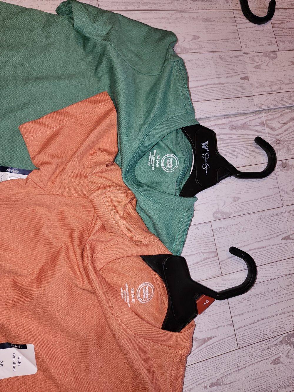 Wonder Nation Kids T-Shirt Bundle 2-Pack Green & Peach Crew Neck Size XS (4–5)